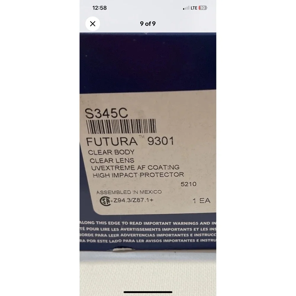 Uvex by Honeywell Panoramic Lens Eye Safety Protection Clear Body One Size S345C